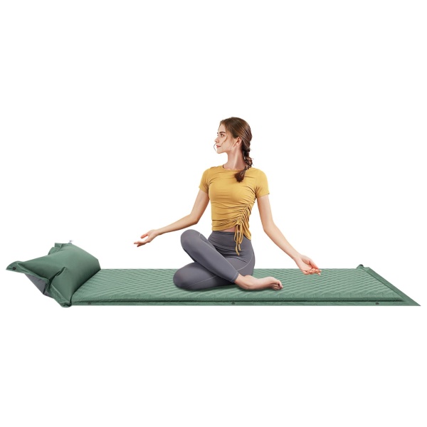 Matelas isolant auto-gonflant, en éponge élastique, auto-gonflable, pratique pour le camping en plein air et la randonnée (vert)