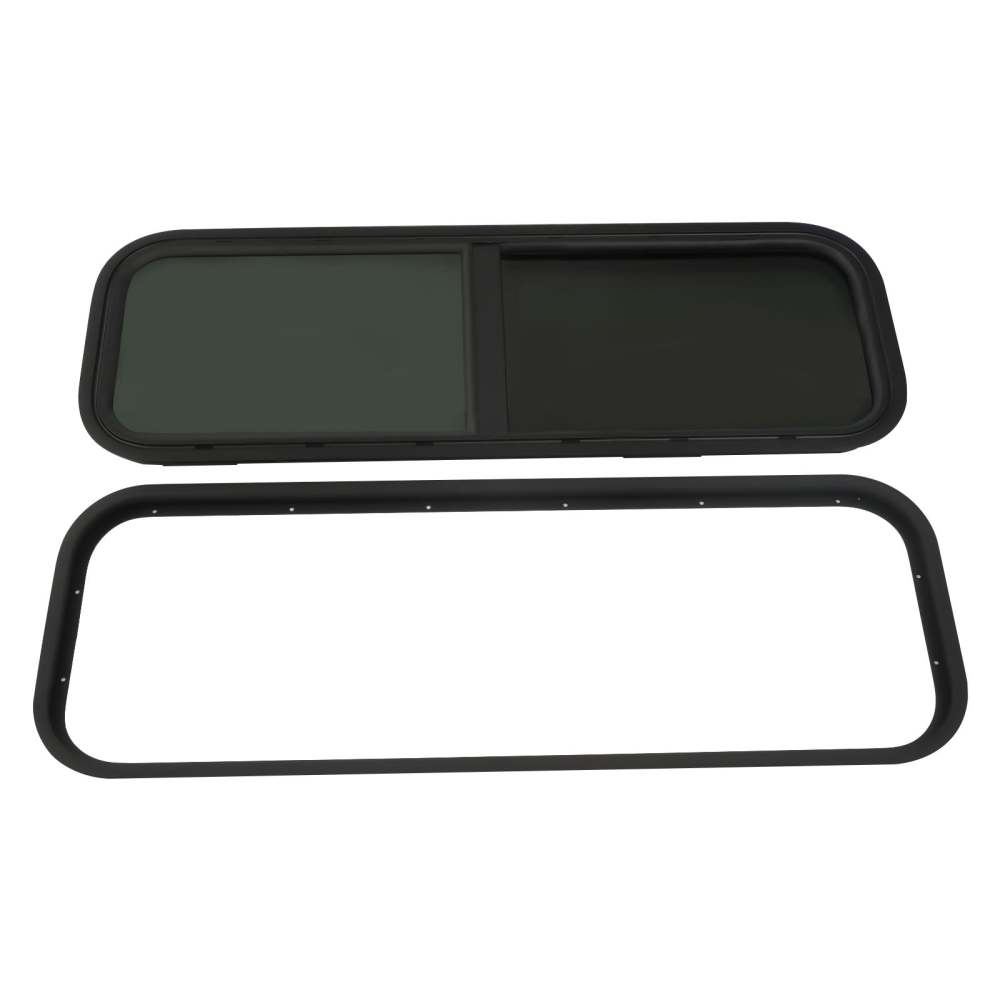 Fenêtre Coulissante Avec Moustiquaire Pour Caravane/camping-car - 900x300 Mm, Alliage Aluminium Noir, Verre Teinté
