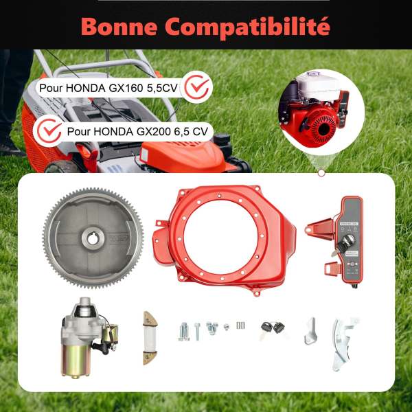 Kit de démarrage électrique - Moteur volant d'inertie - Compatible avec Honda GX160 GX200
