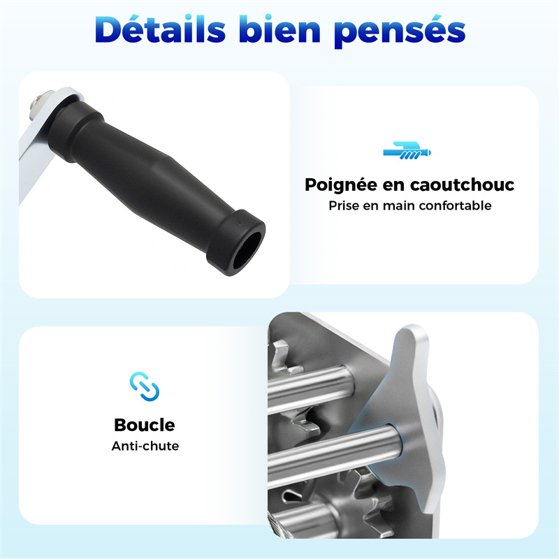 Treuil Manuel 1500 Kg - Câble Acier 10 M - Pour Camion, Remorque, Bateau - Poignée Caoutchouc - 8