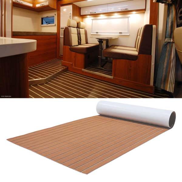 Tapis De Sol EVA Bateau – 240 X 90 X 6 Mm – Imitation Teck – Antidérapant – Adhésif