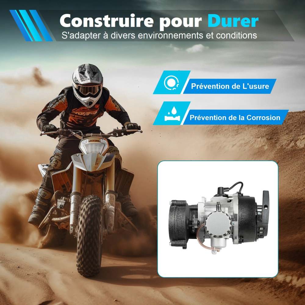 Moteur 49 Cc 2 Temps Pour Pocket Bike, Mini Dirt Bike, Vélo De Plage - 3 CV, Refroidi Par Air, Avec Démarrage Par Câble
