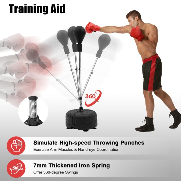 Punchingball - Sac de frappe sur pied - Pour adulte - Hauteur réglable de 120 à 160 cm