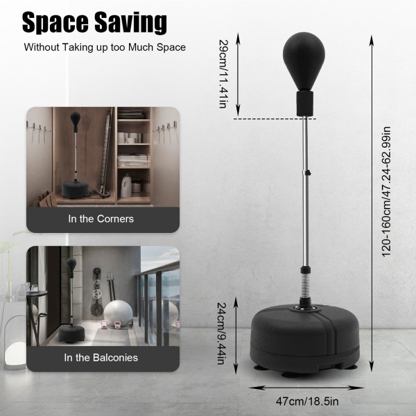 Punchingball - Sac de frappe sur pied - Pour adulte - Hauteur réglable de 120 à 160 cm