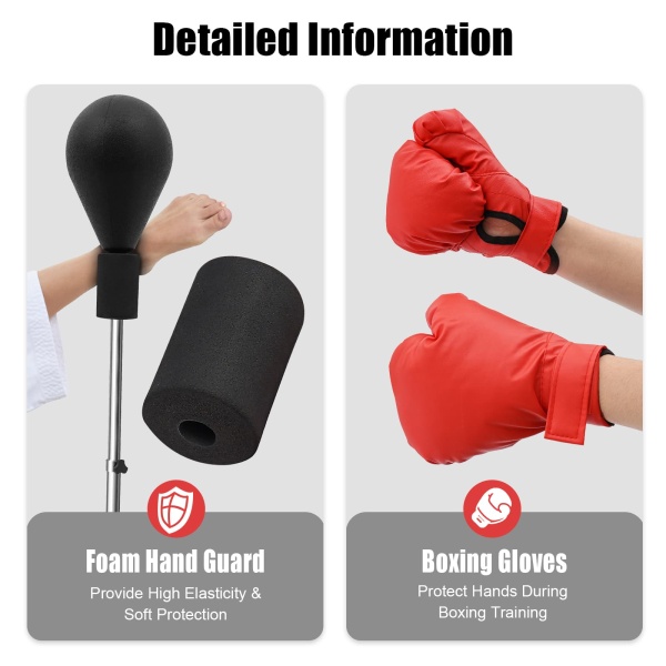 Punchingball - Sac de frappe sur pied - Pour adulte - Hauteur réglable de 120 à 160 cm