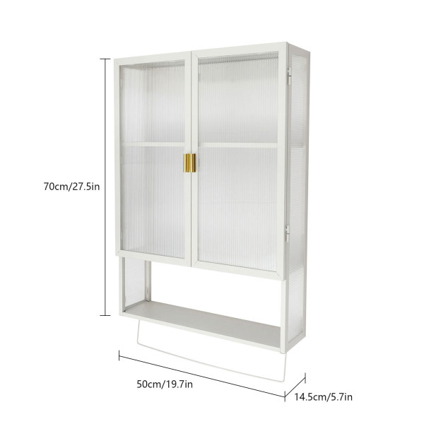 Meuble de rangement 50 x 14,5 x 70 cm, armoire haute, blanc, pour cuisine et chambre - Blanc
