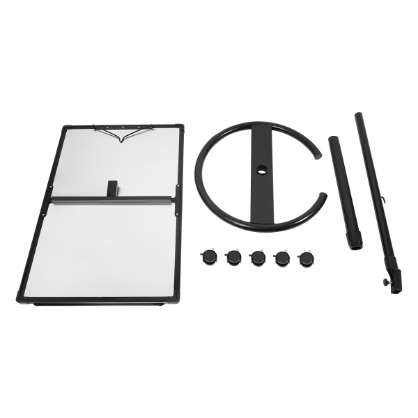 Planche à dessin simple face, réglable en hauteur, tableau blanc magnétique portable - Étagère noire