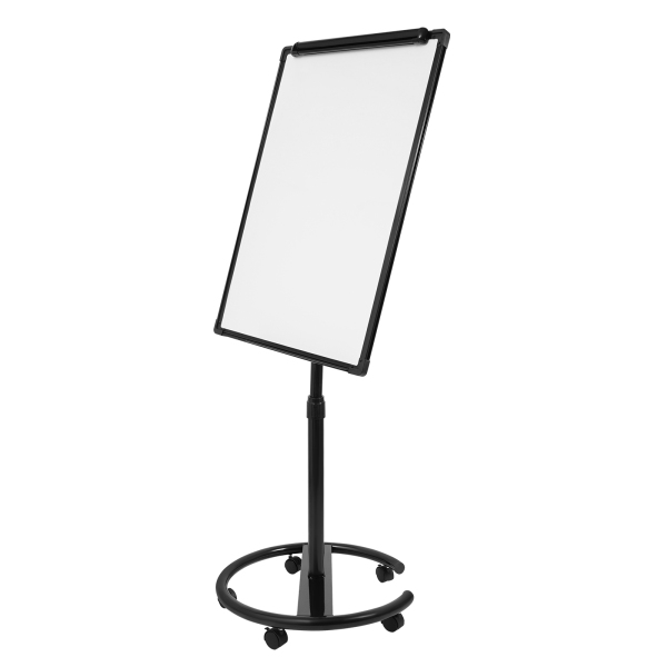 Planche à dessin simple face, réglable en hauteur, tableau blanc magnétique portable - Étagère noire