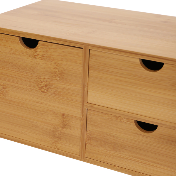 Organiseur de bureau en bambou - Mini tiroir de rangement pour bureau et maison (3 tiroirs) Organiseur de bureau en bambou - Mini tiroir de rangement pour bureau et maison (3 tiroirs)