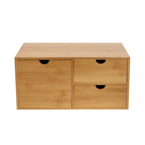 Organiseur de bureau en bambou - Mini tiroir de rangement pour bureau et maison (3 tiroirs) Organiseur de bureau en bambou - Mini tiroir de rangement pour bureau et maison (3 tiroirs)