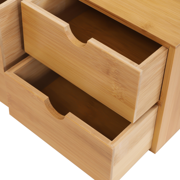 Organiseur de bureau en bambou - Mini tiroir de rangement pour bureau et maison (3 tiroirs) Organiseur de bureau en bambou - Mini tiroir de rangement pour bureau et maison (3 tiroirs)