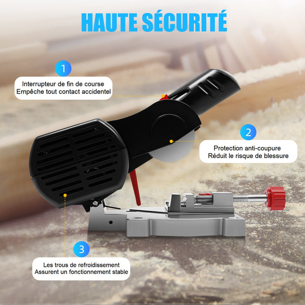 Mini Scie à Onglet électrique 90 W 6000 RPM 0-45° Scie à Onglet De Table Pour Couper Le Bois Et Le Métal