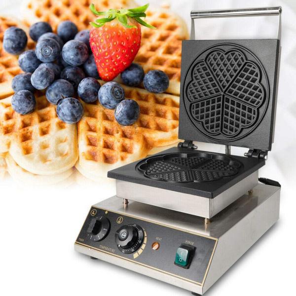Gaufrier 1750 W 5 pièces pour gaufrier en acier inoxydable avec revêtement anti-adhésif en téflon