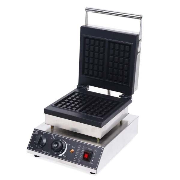 Gaufrier carré 1500 W pour 2 gaufres belges - Revêtement anti-adhésif - Avec minuterie et thermostat