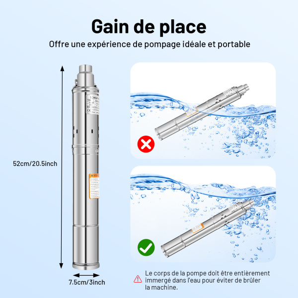 1.5kw Pompe De Puits Profond Submersible Avec Boîte De Contrôle Inox