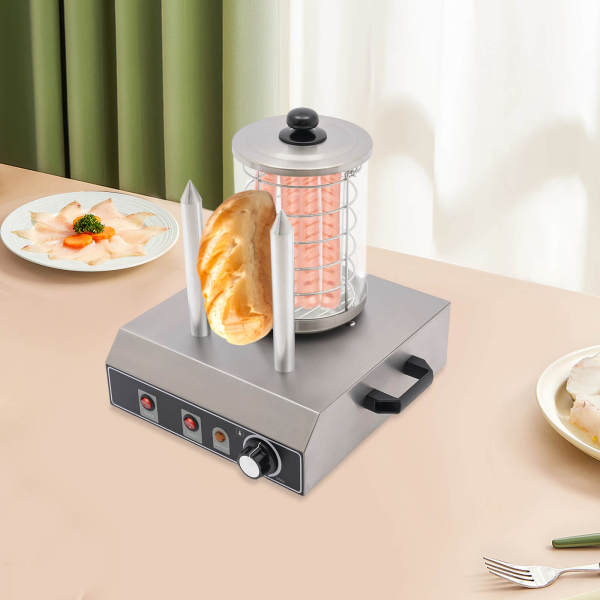 Machine à Hot Dog Professionnelle en Acier Inoxydable Capacité Saucisses & 2 Pains pour Restaurants Fêtes de Famille Soirées