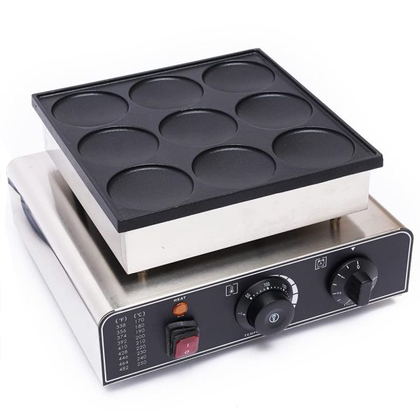 Crêpière Electrique Appareil à Crêpes Commercial pour 9 Dorayaki, Crêpes (3,03 x 3,03 x 0,39 pouce)