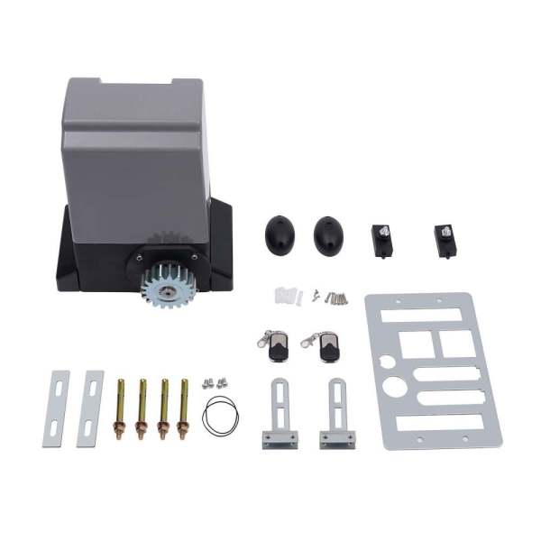 Moteur de portail coulissant - 550 W - Électrique - 1200 kg - Avec 2 télécommandes et 6 crémaillères