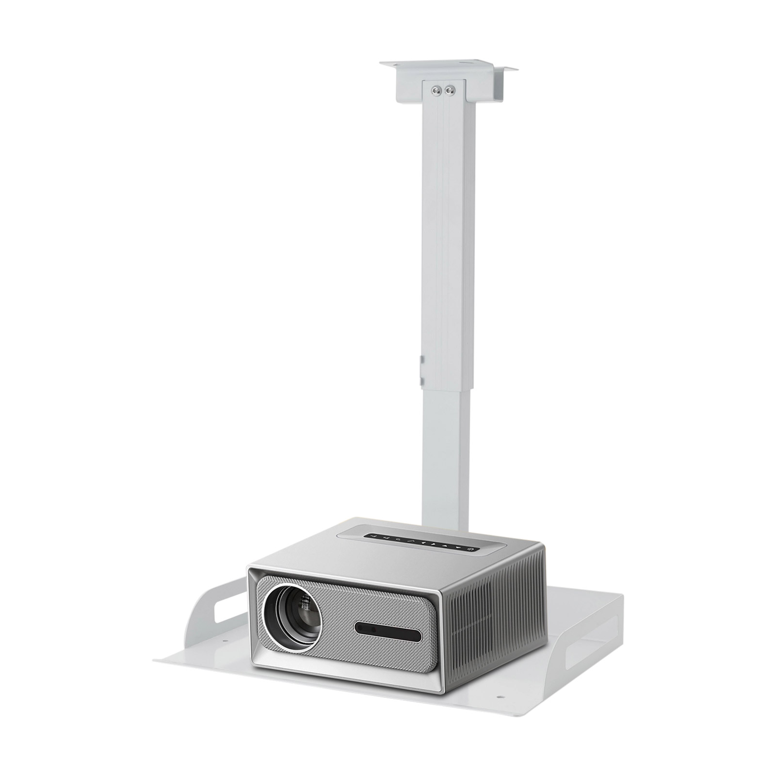 Support Projecteur Plafond Universel - Hauteur Réglable 34-56cm, Charge Max 14kg, Blanc, Pour LCD/DLP