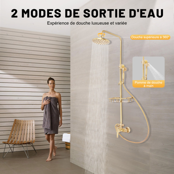 Pommeau De Douche 8 Pouces Laiton Antique - Tête De Douche Ronde Large Avec Rotation