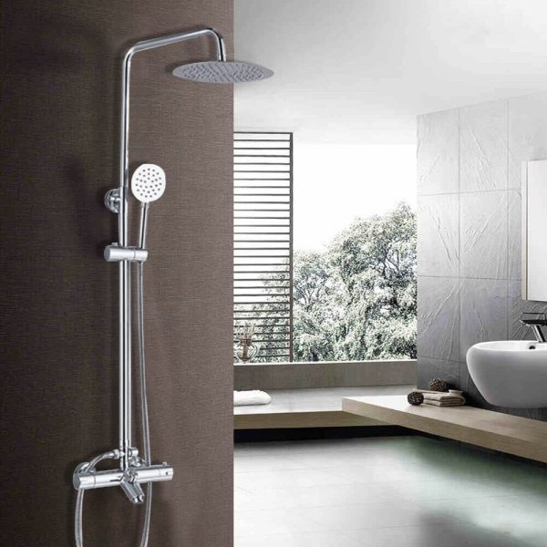 Système de douche thermostatique avec vaporisateur et douchette à main - Système de douche complet réglable en hauteur - En acier inoxydable