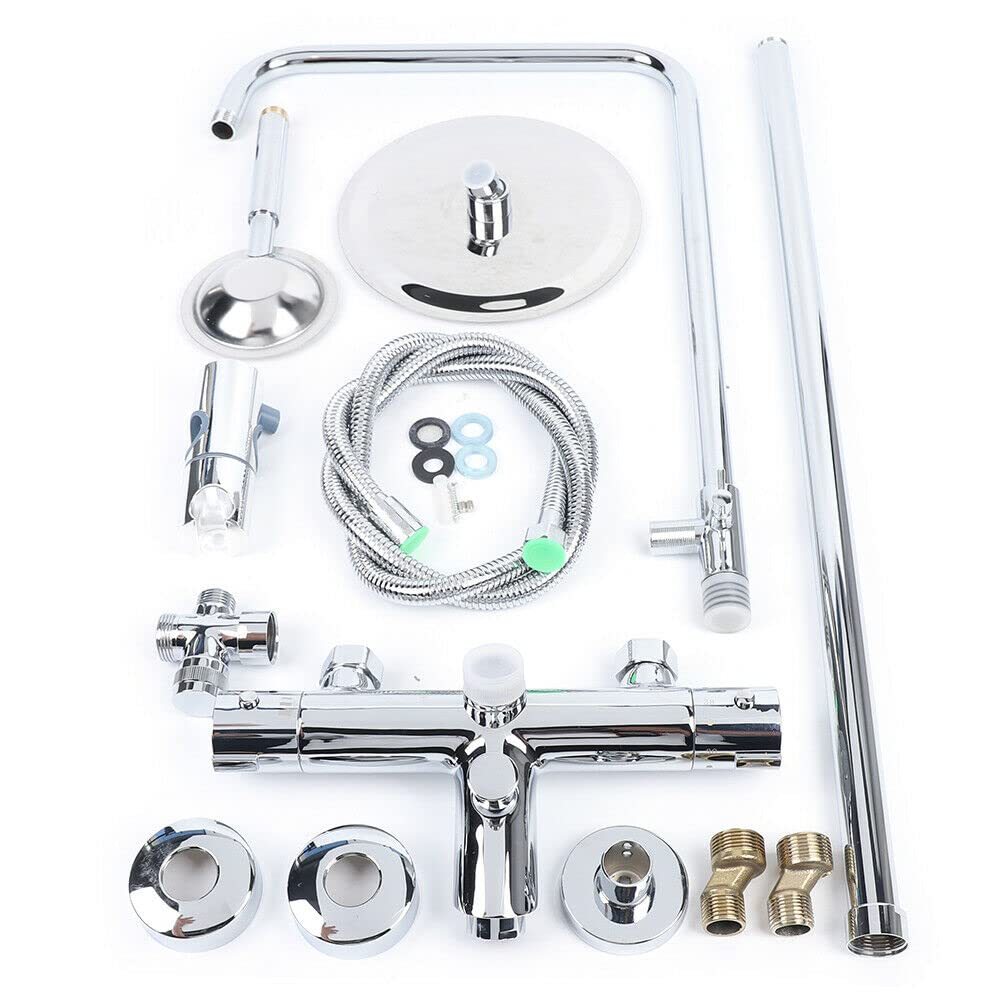 OCEAN Colonne De Douche Thermostatique, Douchette Carrée 200 Mm Douchette, Réglable En Hauteur