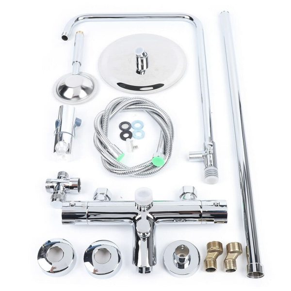 Système de douche thermostatique avec vaporisateur et douchette à main - Système de douche complet réglable en hauteur - En acier inoxydable