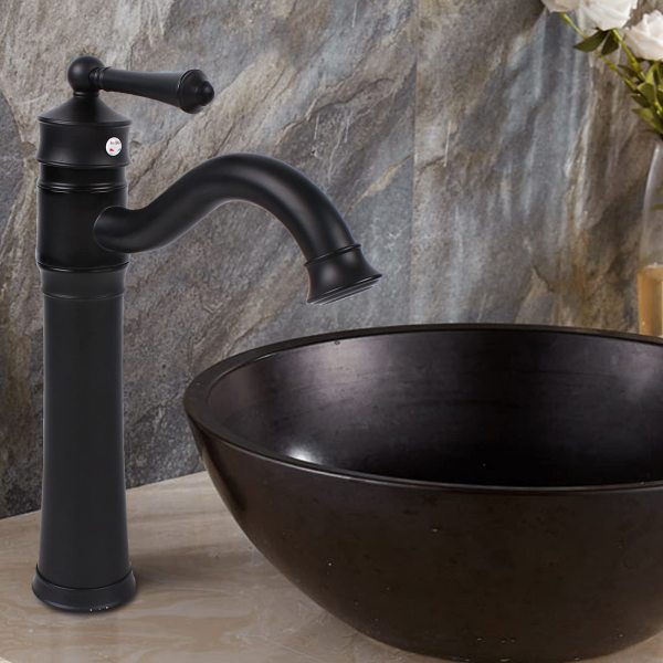CNCEST Robinet rétro rotatif à 360° - Noir - Mitigeur monocommande - 34 cm - Bec haut - Pour salle de bain, cuisine