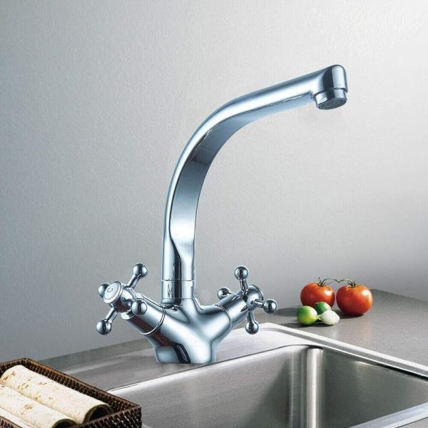 Mitigeur à deux poignées rétro en laiton double poignée pour lavabo