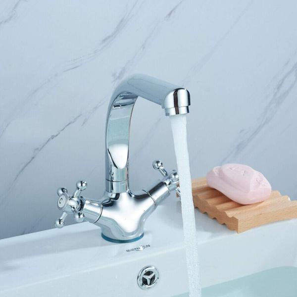 Mitigeur à deux poignées rétro en laiton double poignée pour lavabo
