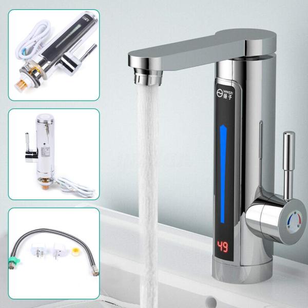 Robinet de cuisine électrique avec indicateur de température LED 3000 W pour cuisine, buanderie, salle de bain