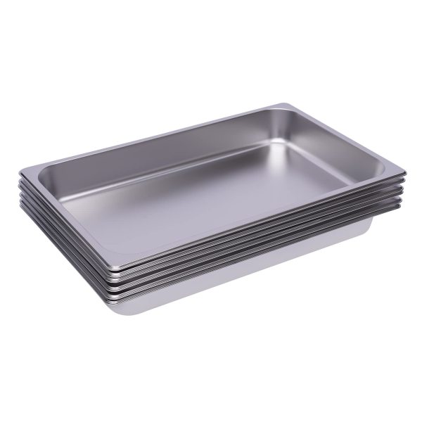 Lot de 6 récipients en acier inoxydable empilables 1/1 - Pour gastronomie rectangulaire