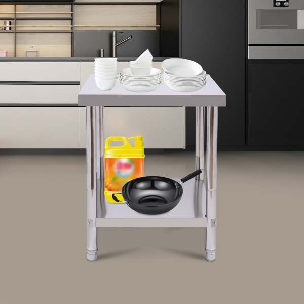 Table En Acier Inoxydable - 400 Kg - Table De Travail En Acier Inoxydable - 201 - Table De Travail Commerciale Pour Cuisine, Bar, Restaurant (76 X 60 X 80 Cm
