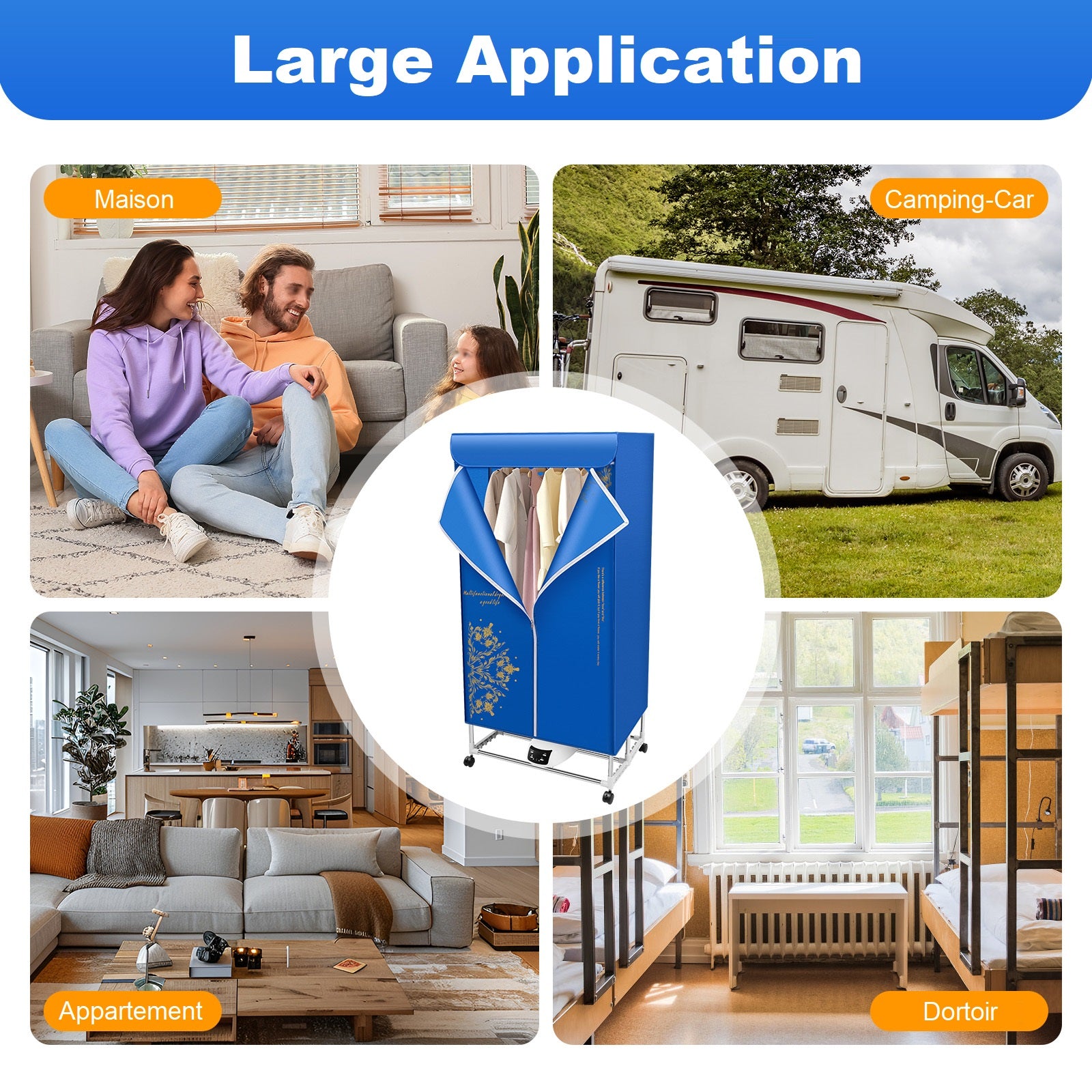 Sèche-linge électrique Portable Avec Télécommande – 1500W, Housse, Pour Maison Ou Appartement - 4