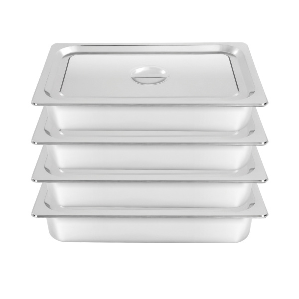 Poêle à vapeur profonde de 4" récipient alimentaire pleine taille, plaque de four en acier inoxydable, lot de 4 casseroles alimentaires (4"/4 pièces)