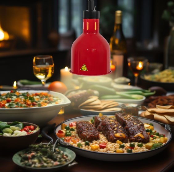 Lampe chauffante commerciale rétractable pour aliments, 220V, 250W, pour Buffet, restaurants, hôtels, cuisines, cafés, rouge