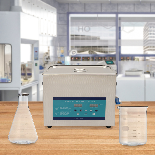 Nettoyeur à ultrasons 6,5 L avec dégazage 220 V, pour laboratoire, industrie alimentaire, etc., argent