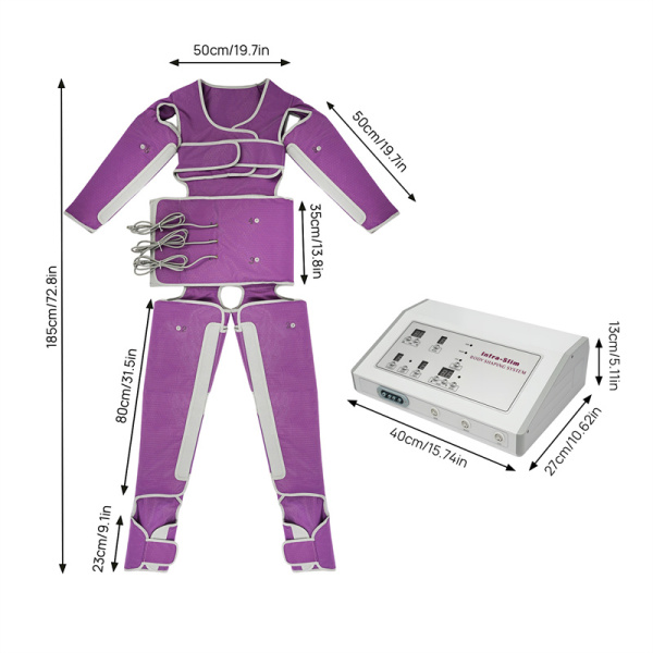Appareil de massage pour tout le corps - Pressothérapie - Drainage lymphatique - Appareil de massage réglable - Violet