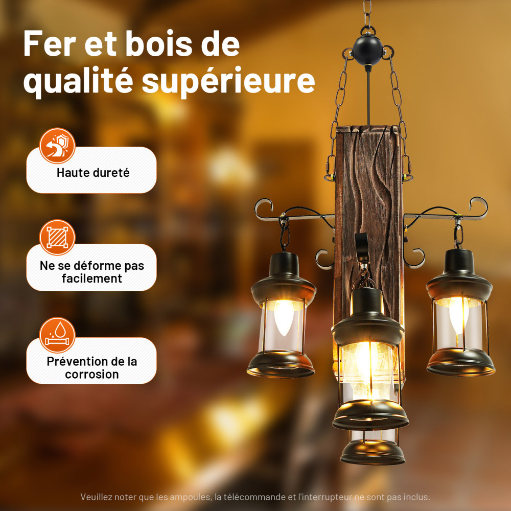 Rétro Metal Suspension En Métal Cage E27 Eclairage De Plafond , Industrielle Lustre Lampe Vintage Pendante Lumiere Plafonnier Noir Ensoleille 90138383