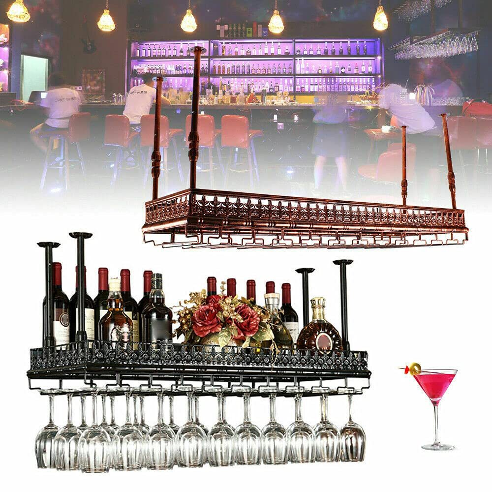 EACHPT Support Verre à Vin Mural 4 Pièces - Porte-Verres Inversé Pour Bar/Cuisine