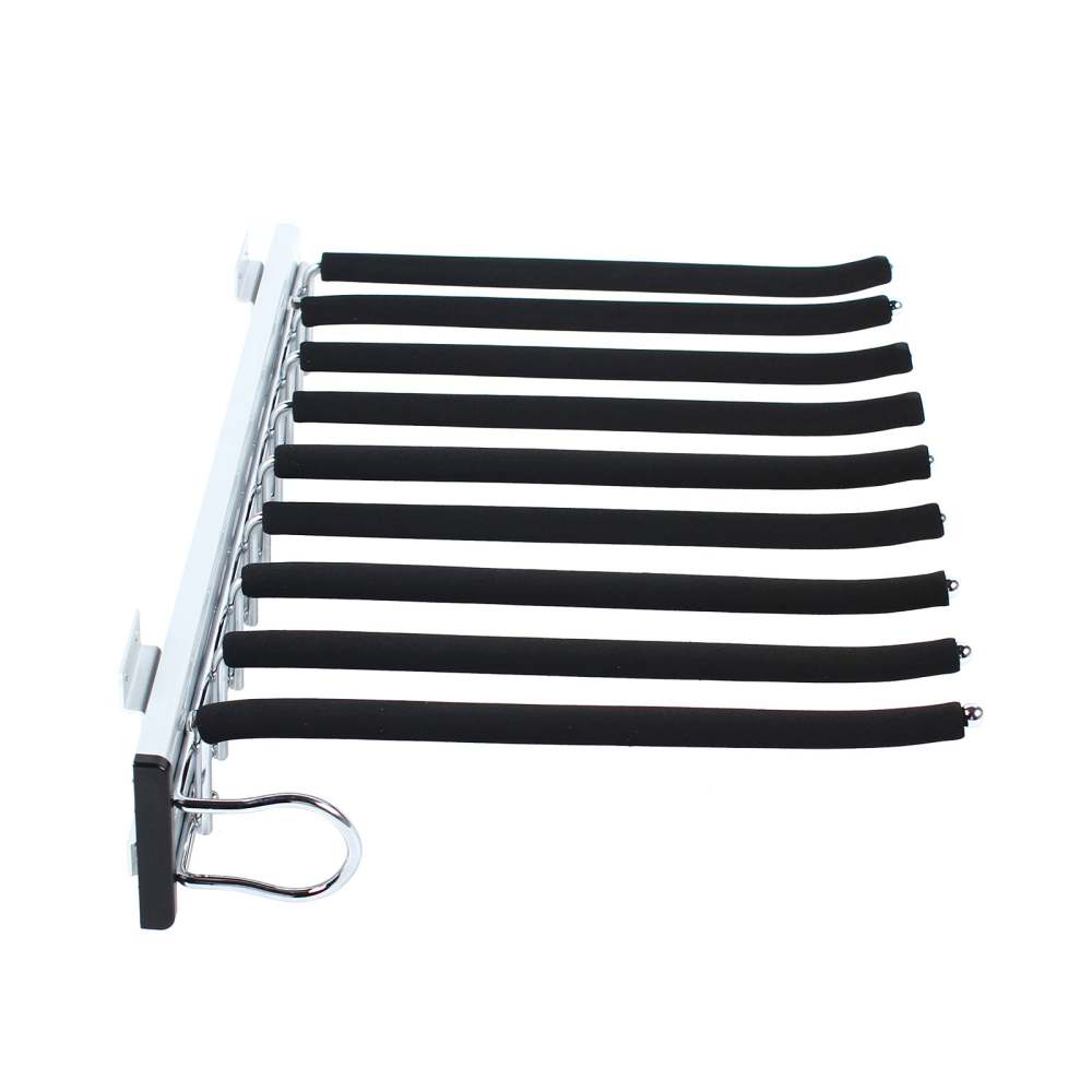 Porte-pantalon Extensible 9 Barres - Pour Penderie Profonde ≥48 Cm, Acier Inoxydable, Barres Veloutées, Montage Côté Droit