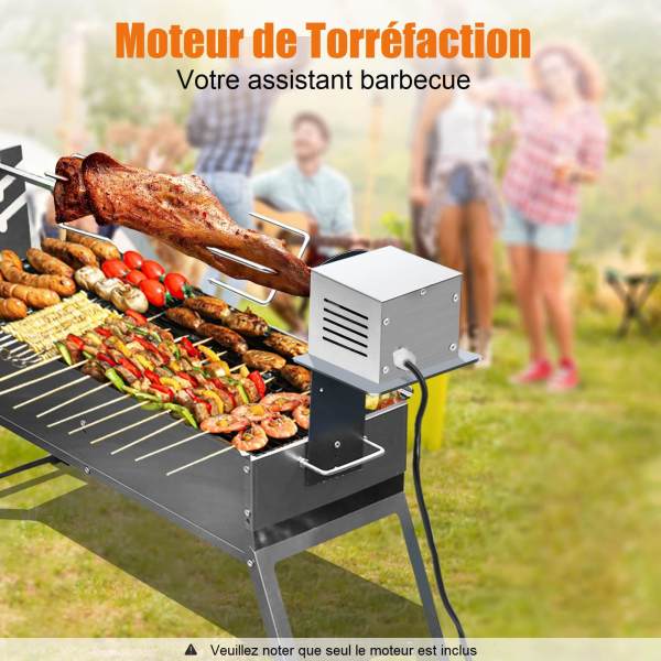Moteur électrique pour barbecue en acier inoxydable 25 W - Pour rôtisserie et plus de 2,5 tours/min - 60 kg