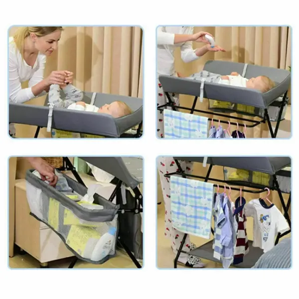 Table à langer multifonction - 25 kg - Commode à langer pliable bébé - 3 compartiments (sans  roues)