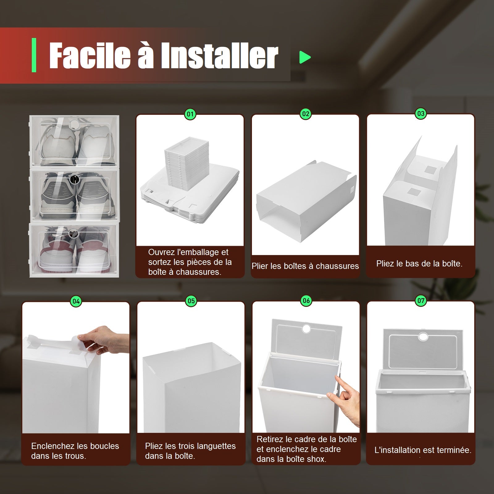 Lot De 20 Boîtes à Chaussures Transparentes Empilables Avec Tiroir - 31x20x11 Cm, Rangement Gain De Place - 8
