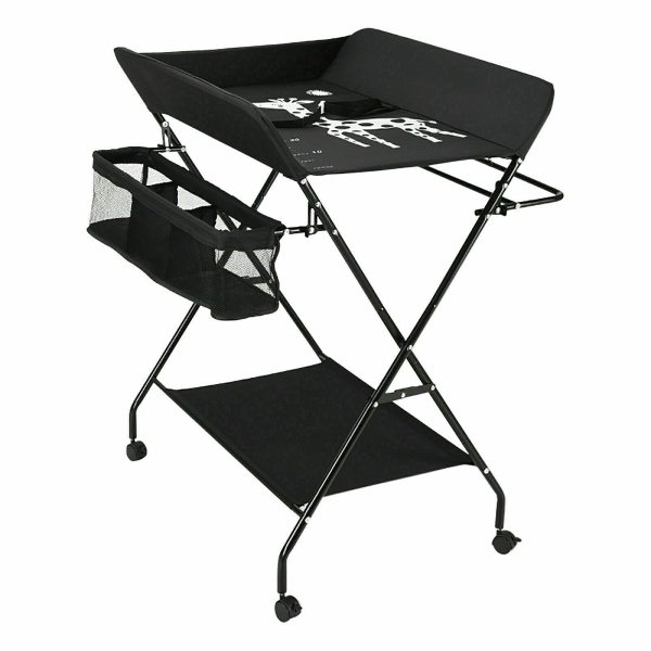 Table à langer pliable pour bébé avec compartiments de rangement, ceinture de sécurité