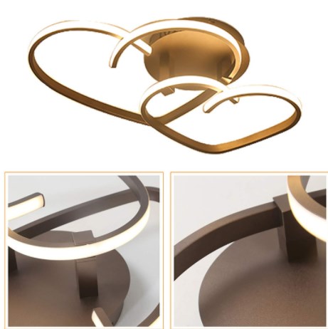 Plafonnier LED Plafond En Forme De Coeur Pendentif Lustre Salle De Séjour Couloir Moderne Chambre À Coucher Garçon La Fille Lumières Pour Enfants Chambre Adulte,Brown/6500k,63 * 45CM