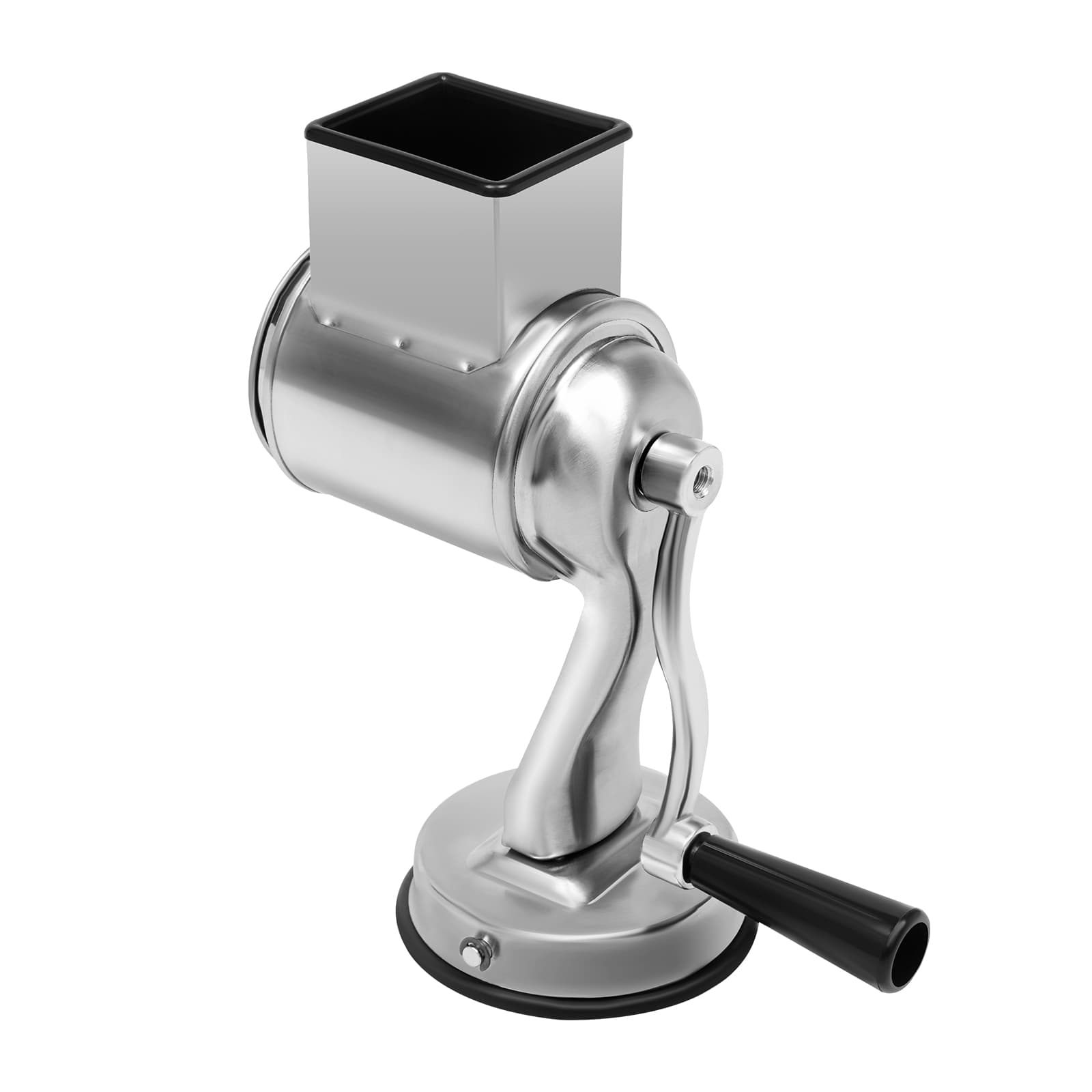 Râpe à Tambour Manuelle Avec 5 Lames Interchangeables En Acier Inoxydable - Pour Légumes, Fromage, Noix - Base Ventouse - Dimensions 10.1x10.1x22.4 Cm