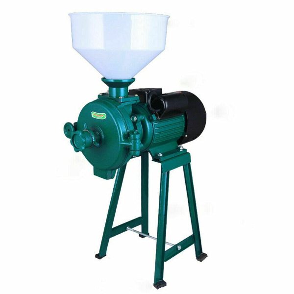 Moulin à céréales électrique 1500 W avec entonnoir, 1400 tr/min, réglable, 220 V, pour maïs de riz, rainure et blé ( Vert )