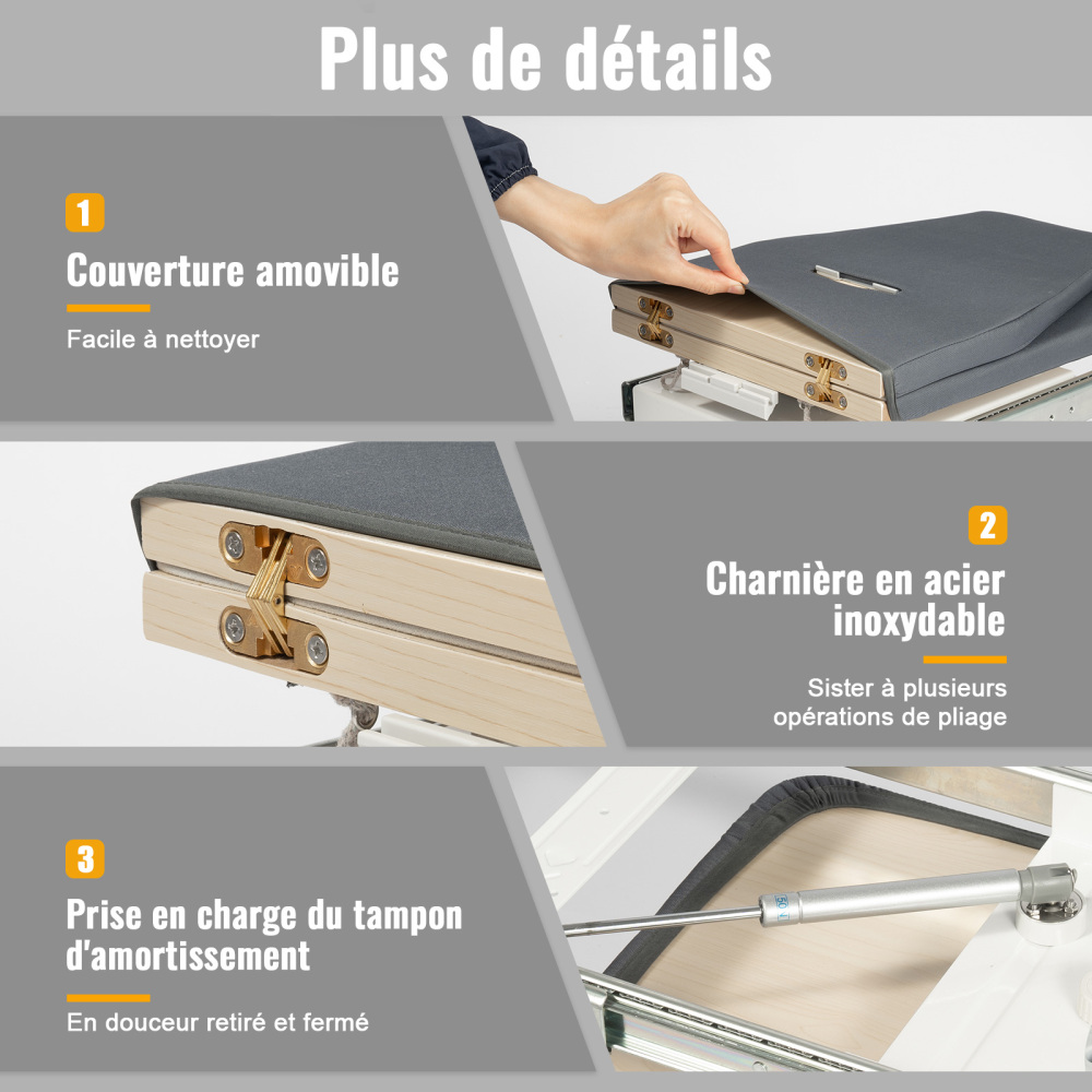 Planche à Repasser Murale Pliable - Rotation 180° - Gain De Place - 36x12 Pouces - Argentée - Neuf