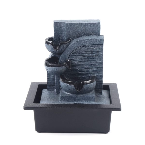 Fontaine Zen de bureau LED multicolore en résine, décoration créative, rocaille de bureau en forme de bouddha avec boule rotative (style C)